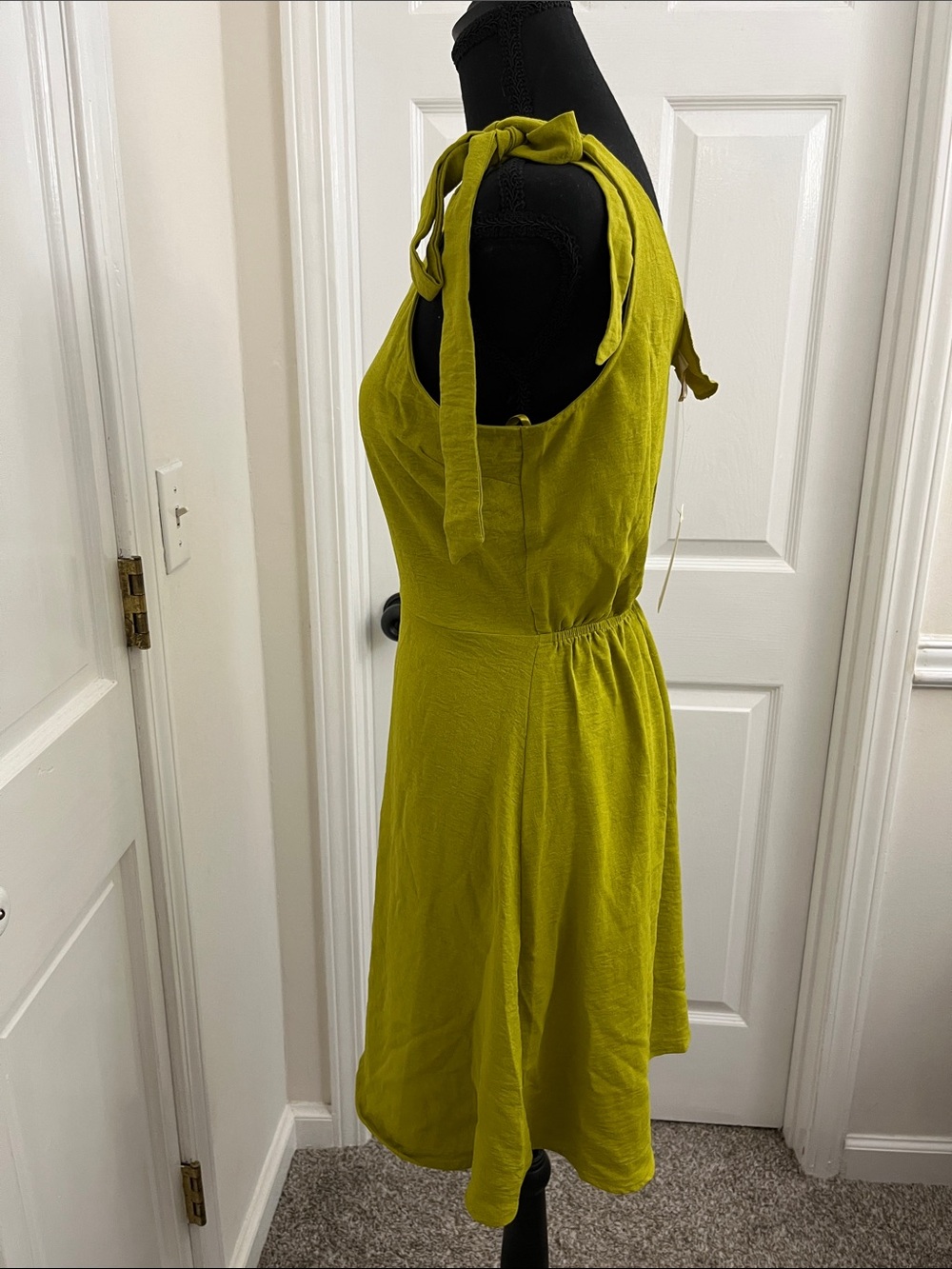 Monteau Lime Tie-Shoulder V-Neck Mini Dress - Picture 3 of 6